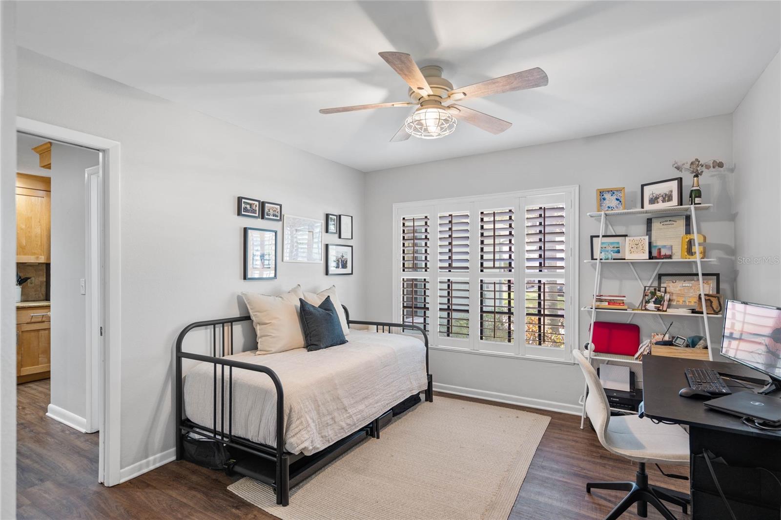 Downstairs 3rd Bedroom for guests or work from home space.  Full Bath is adjacent to serve daily or overnight visitors