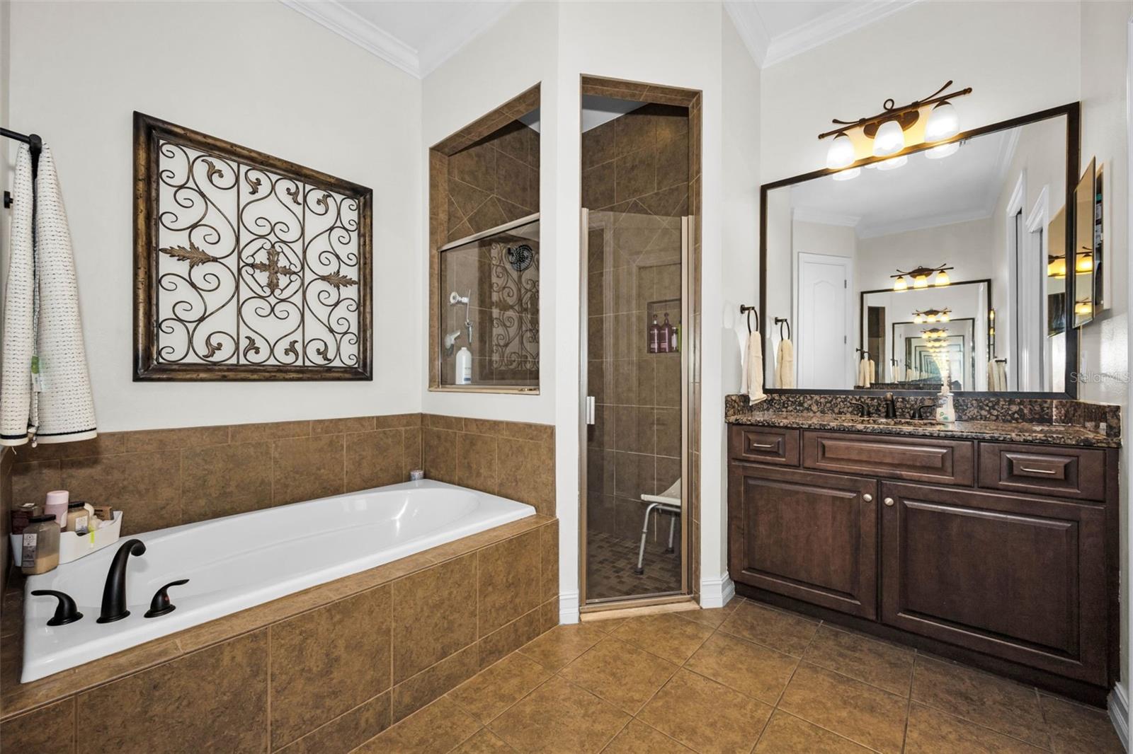 MASTER BATH WITH WALK IN SHOWER AND 2ND VANITY