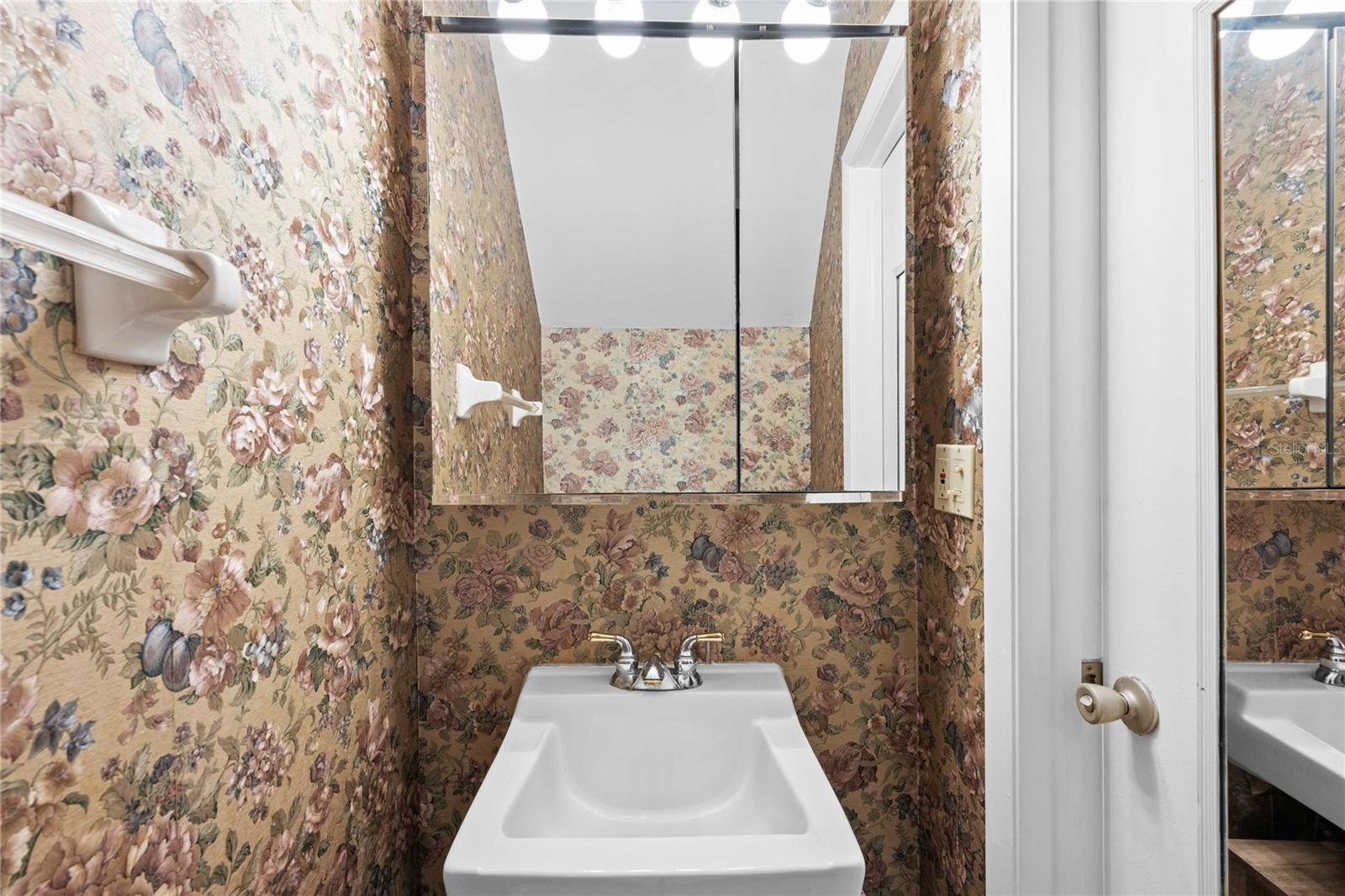 Half bath, on first floor.