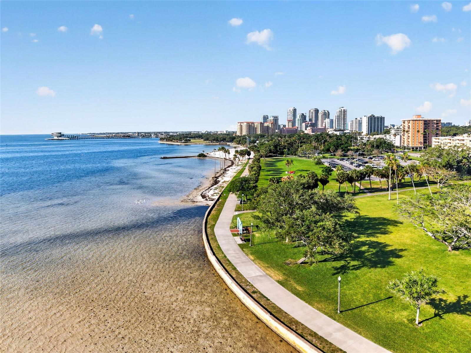 Morning and evening walks on the waterfront sidewalk.
