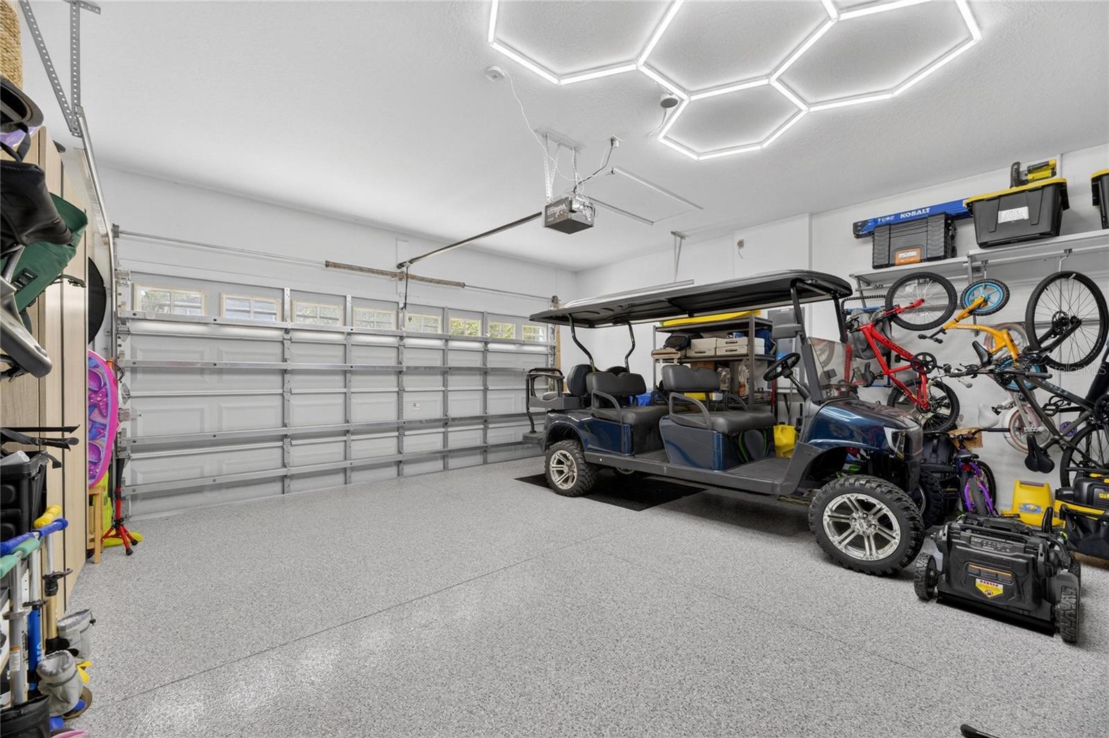 Garage has an epoxy floor