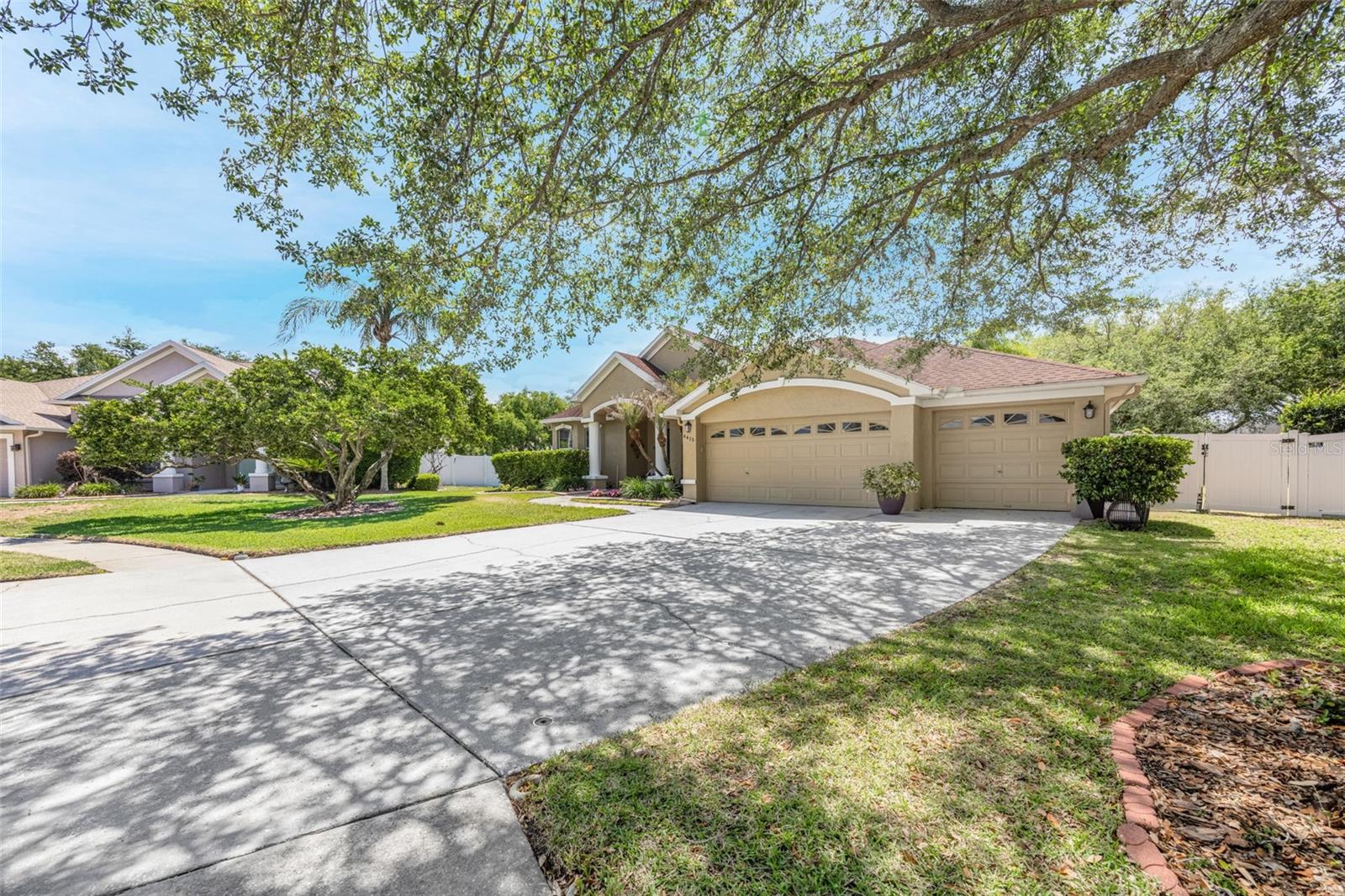 3-car garage PLUS double-gate entry on the right side of the house.