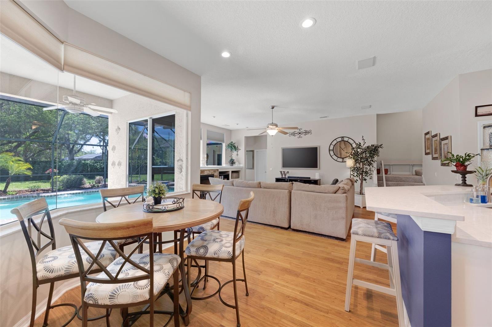 There's an eat-in area perfect for a high-top table like shown here.