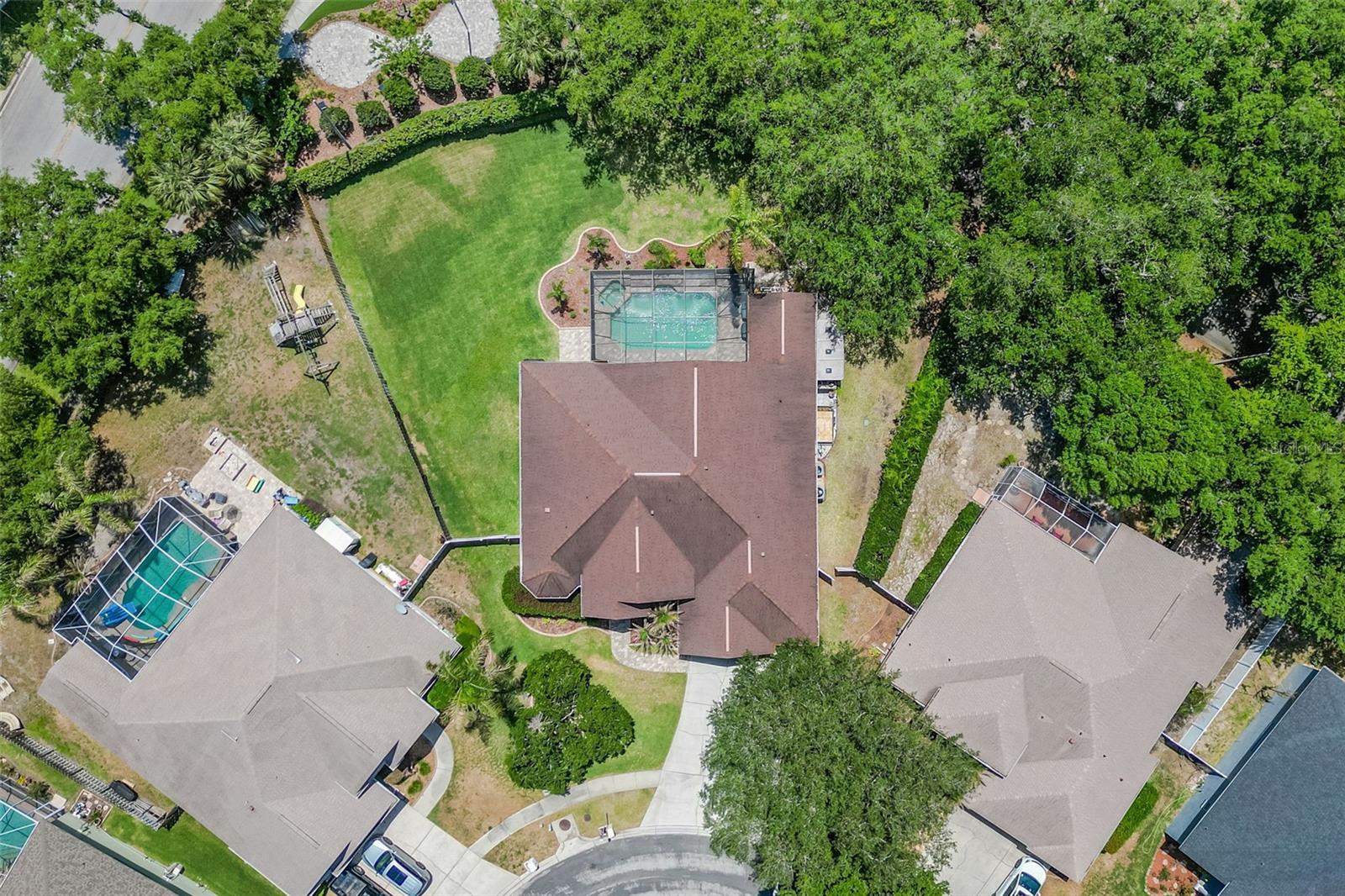 This home is on a large pie-shaped lot.