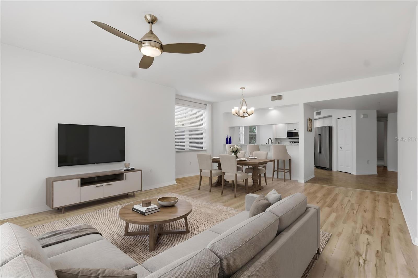 Living/Dining Area Staged