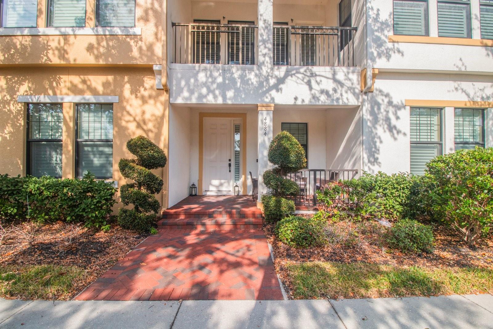 Welcoming entry and covered patio