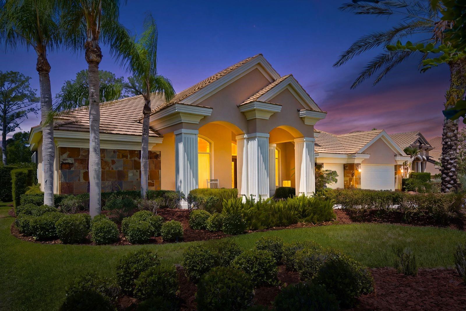 Twilight curb appeal, luxury executive home · 976 Cypress Cove Way Tarpon Springs FL 34688
