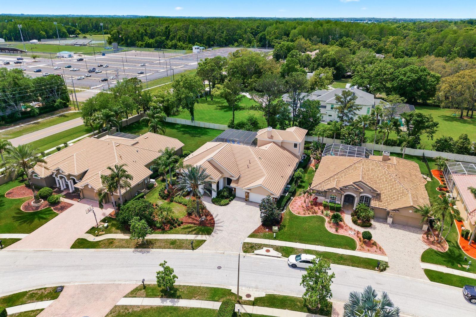Aerial, exclusive 28-home Cypress Cove Estates · Tarpon Springs, FL 34688