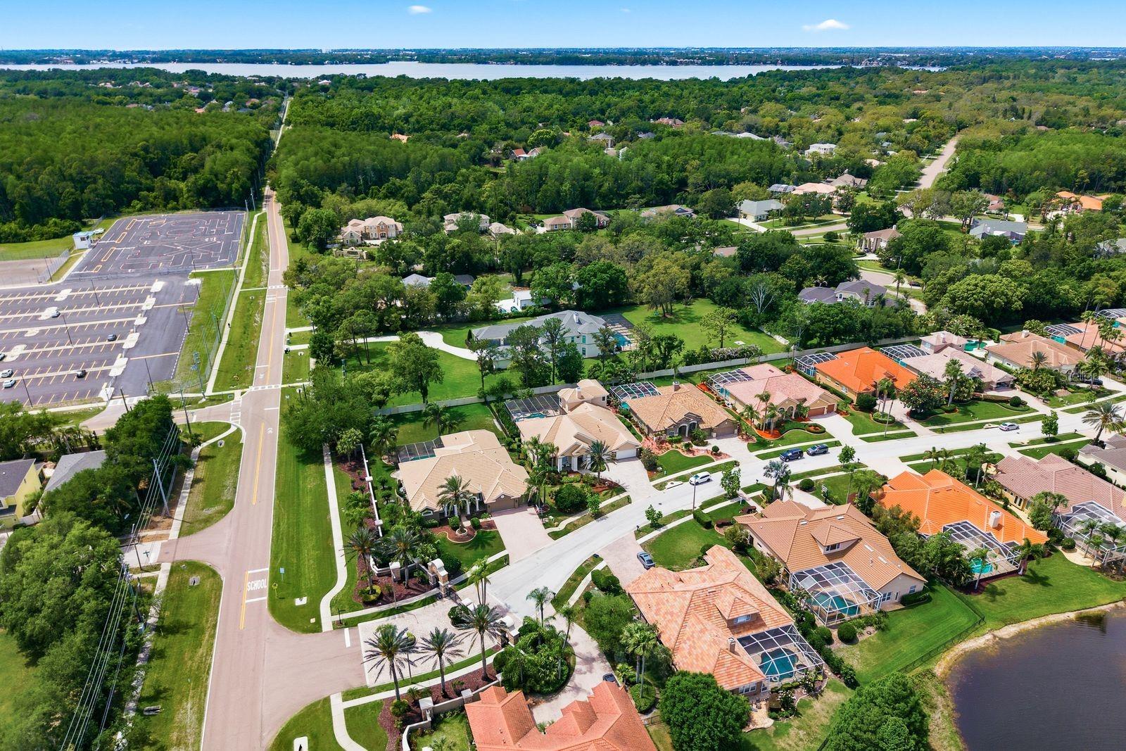 Aerial, exclusive 28-home Cypress Cove Estates · Tarpon Springs FL 34688