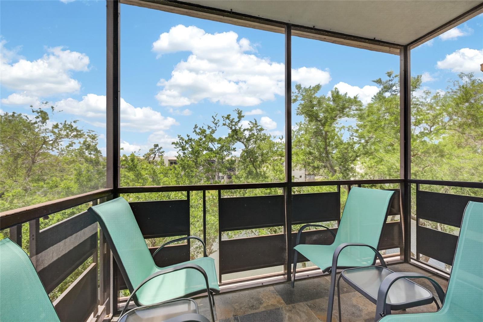 Screened Porch overlooking pond