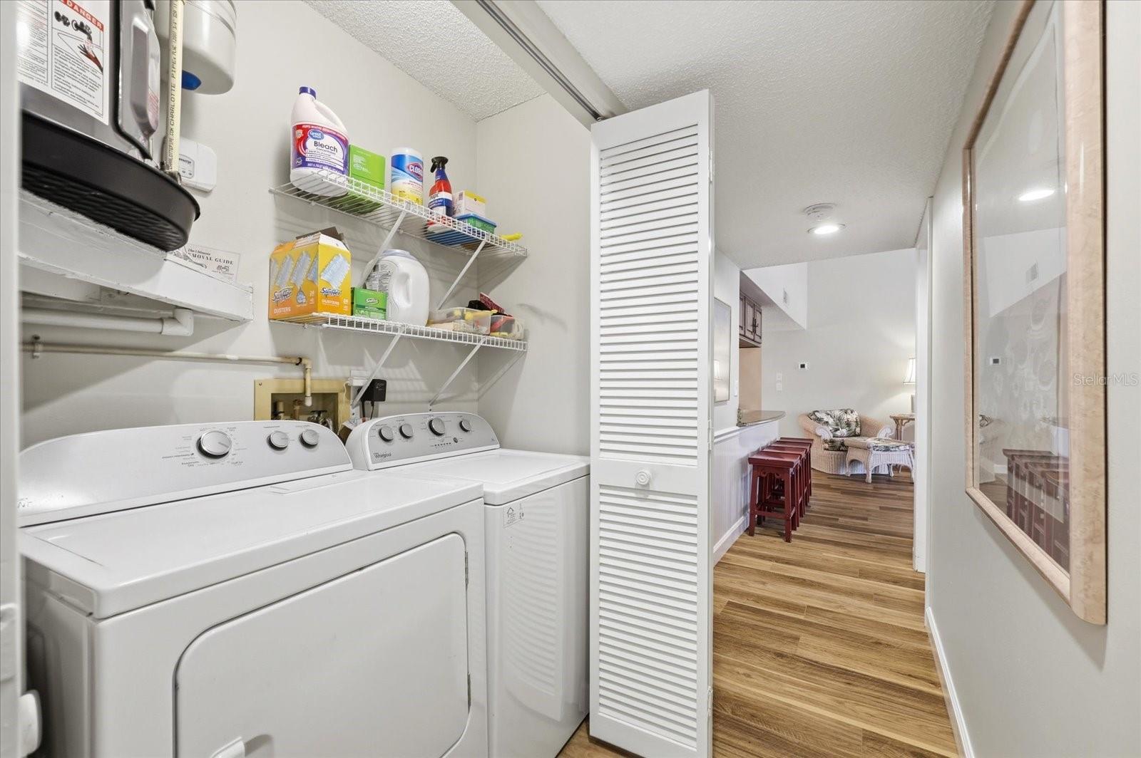 In Unit Laundry Closet Equipped with Washer and Dryer