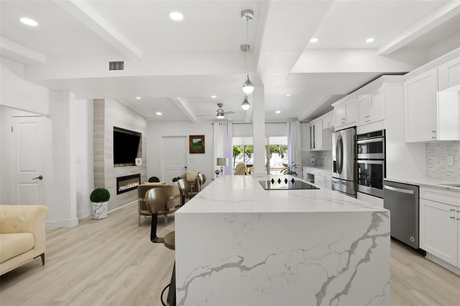 Kitchen-Waterfall Quartz Countertops