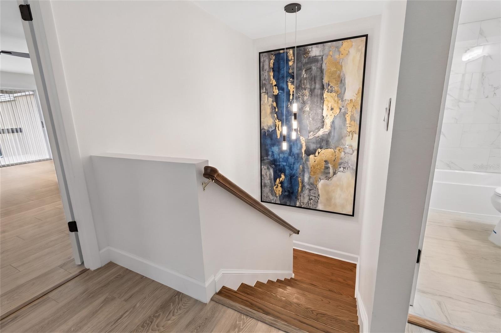 Stairs Landing With Virtual  Staged Artwork