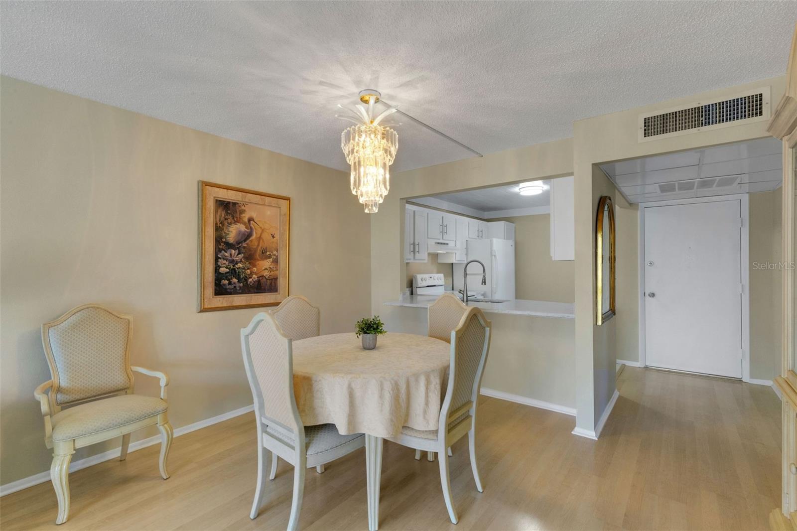 Kitchen open to dining area
