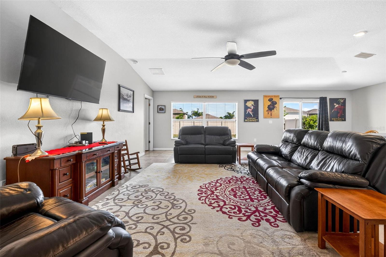 Large windows along the back wall allows for natural light