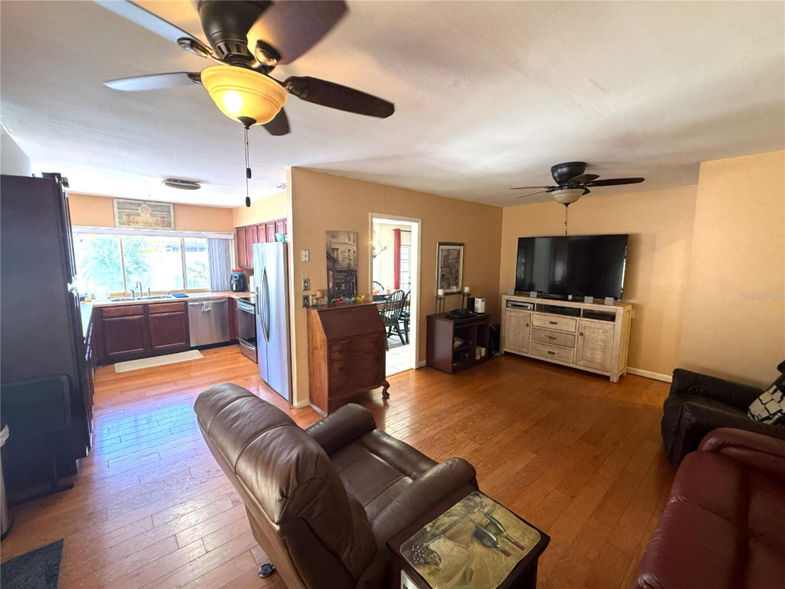 Living room to kitchen and dining