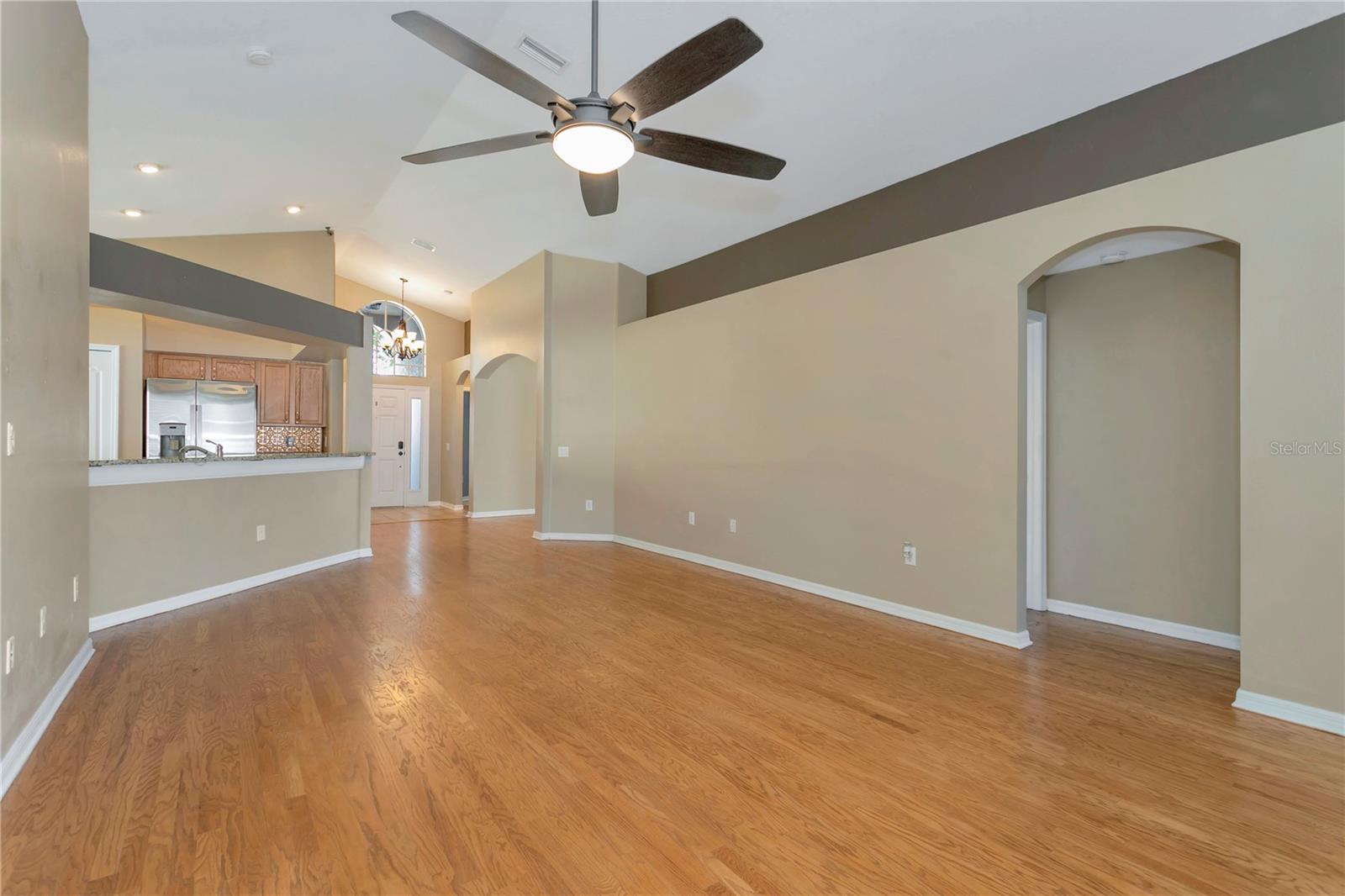 Open Living Room Space with High Ceilings