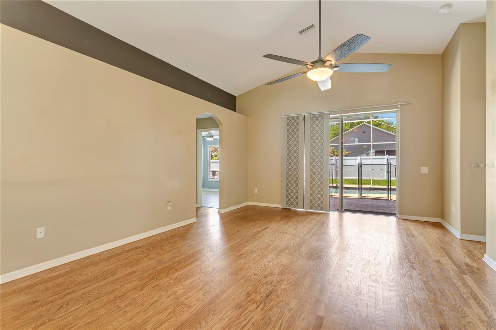 Open Living Room Space with High Ceilings