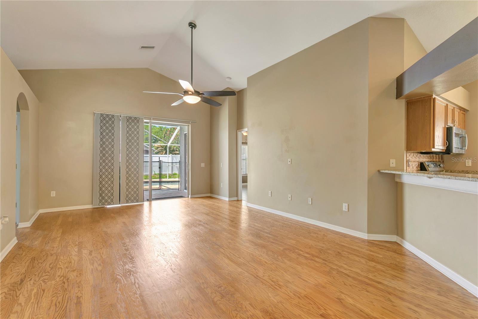 Open Living Room Space with High Ceilings