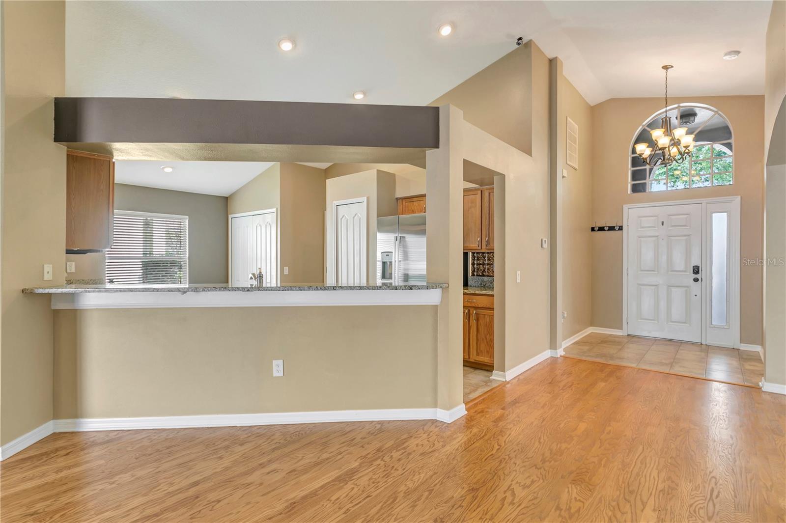 Open Living Room Space with High Ceilings