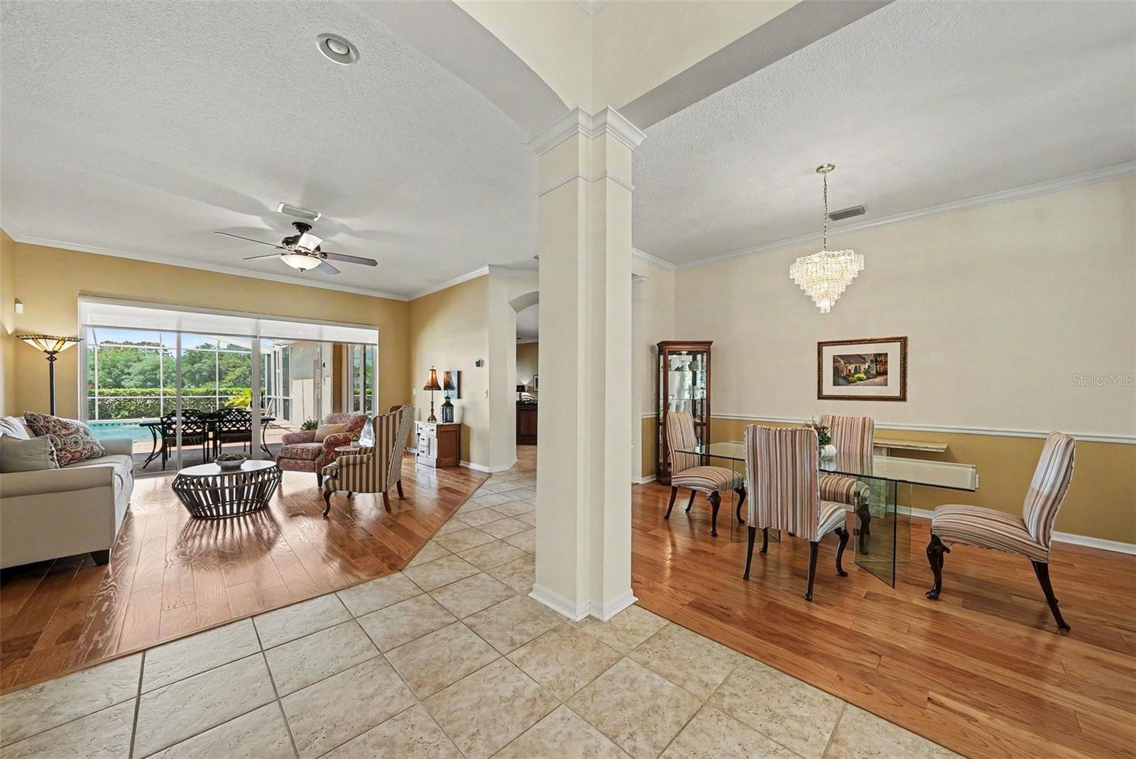 Open entry-Living Room and Dining Room