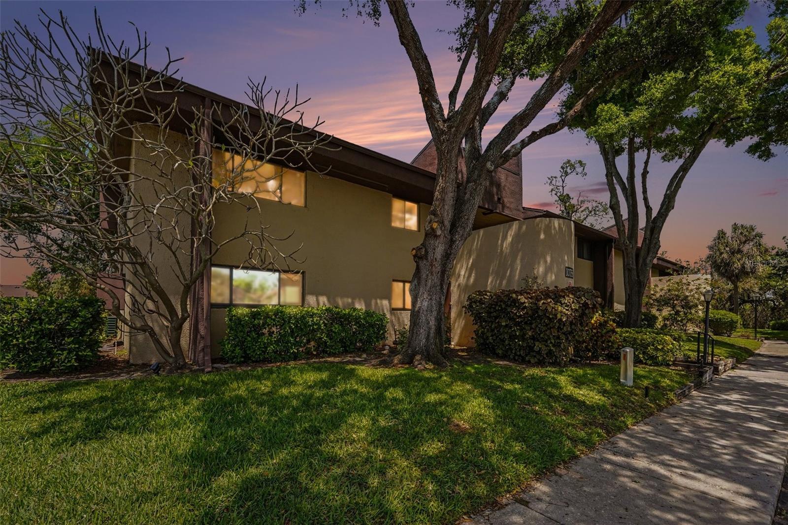 Building Front Twilight lit