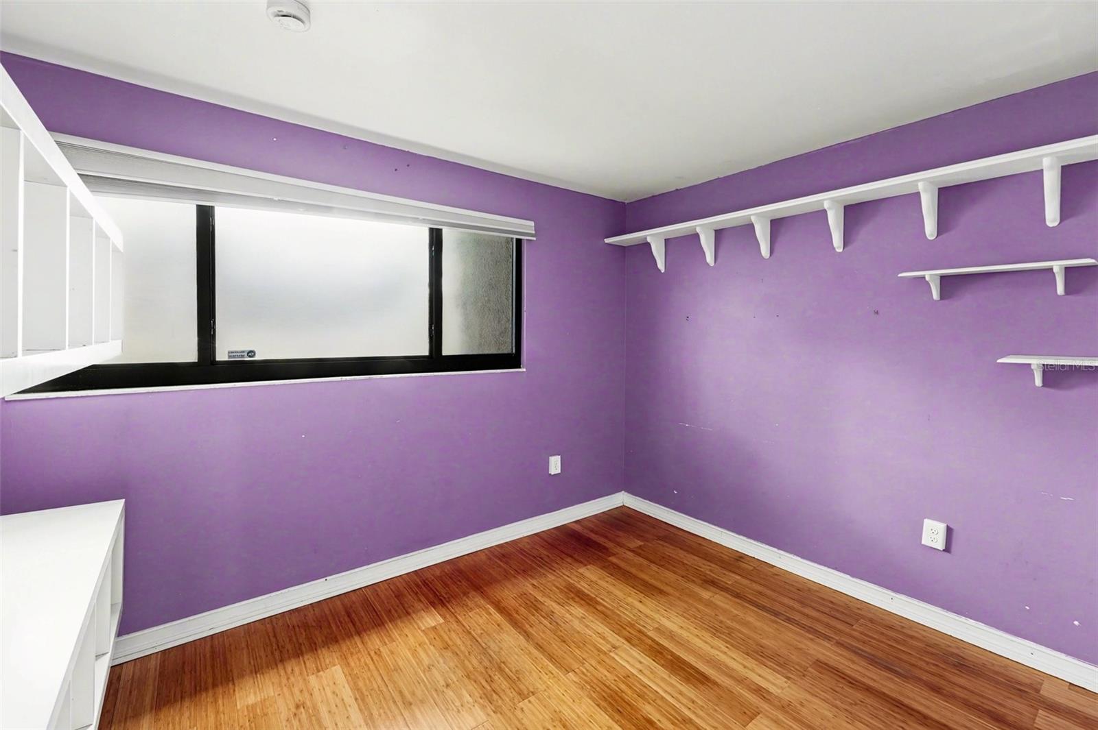 Bedroom 3 (High impact resistant window, New Blinds, mounted shelves)