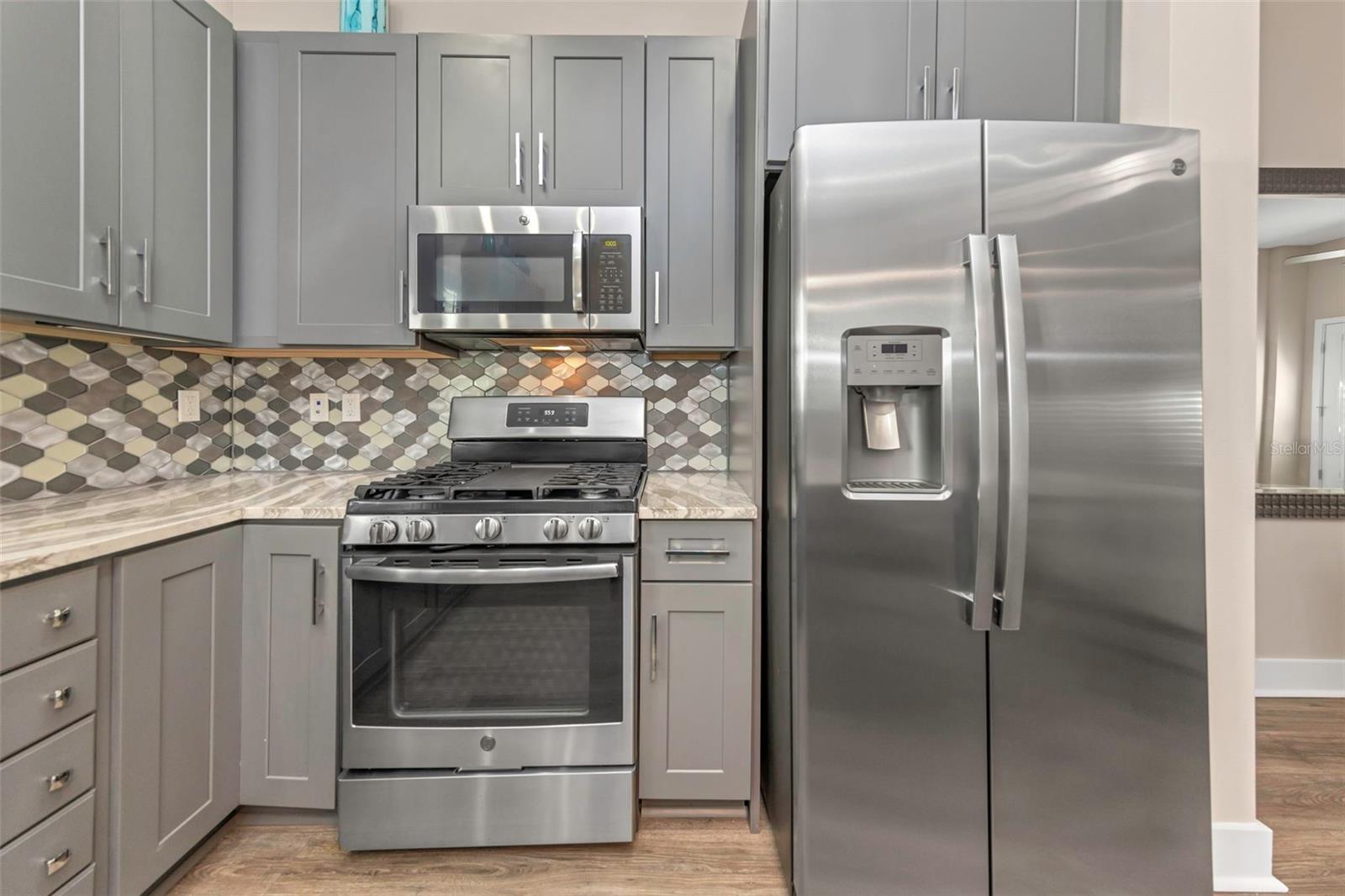 Stainless steel appliances.