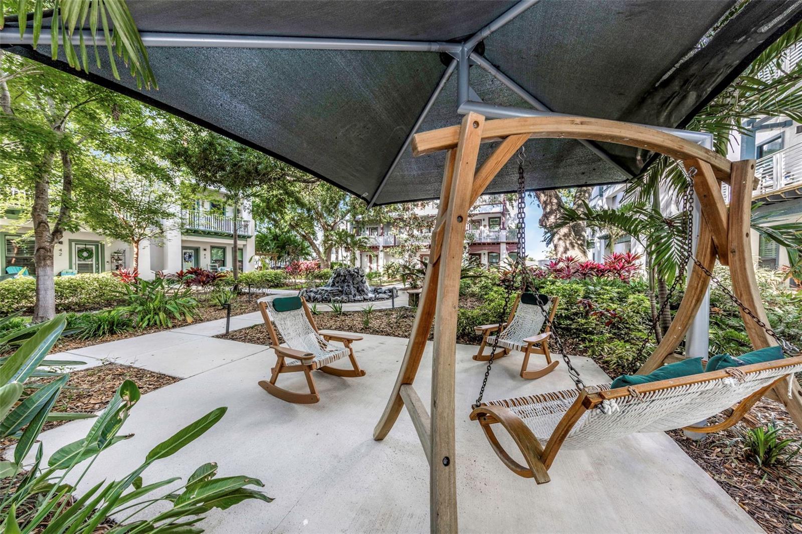 With Courtyard shaded seating area.