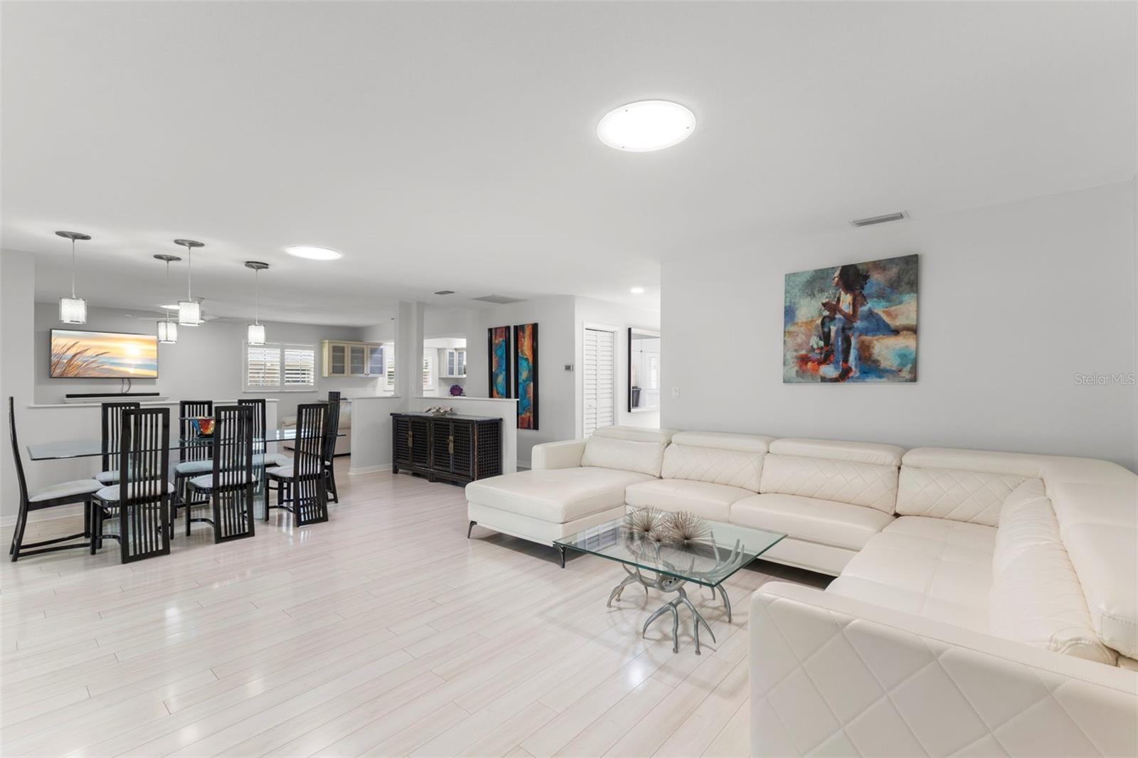 VIEW FROM MASTER TO LIVING ROOM AND DINING ROOM TO KITCHEN AND FAMILY ROOOM - LOTS OF STORAGE THRU OUT HOME