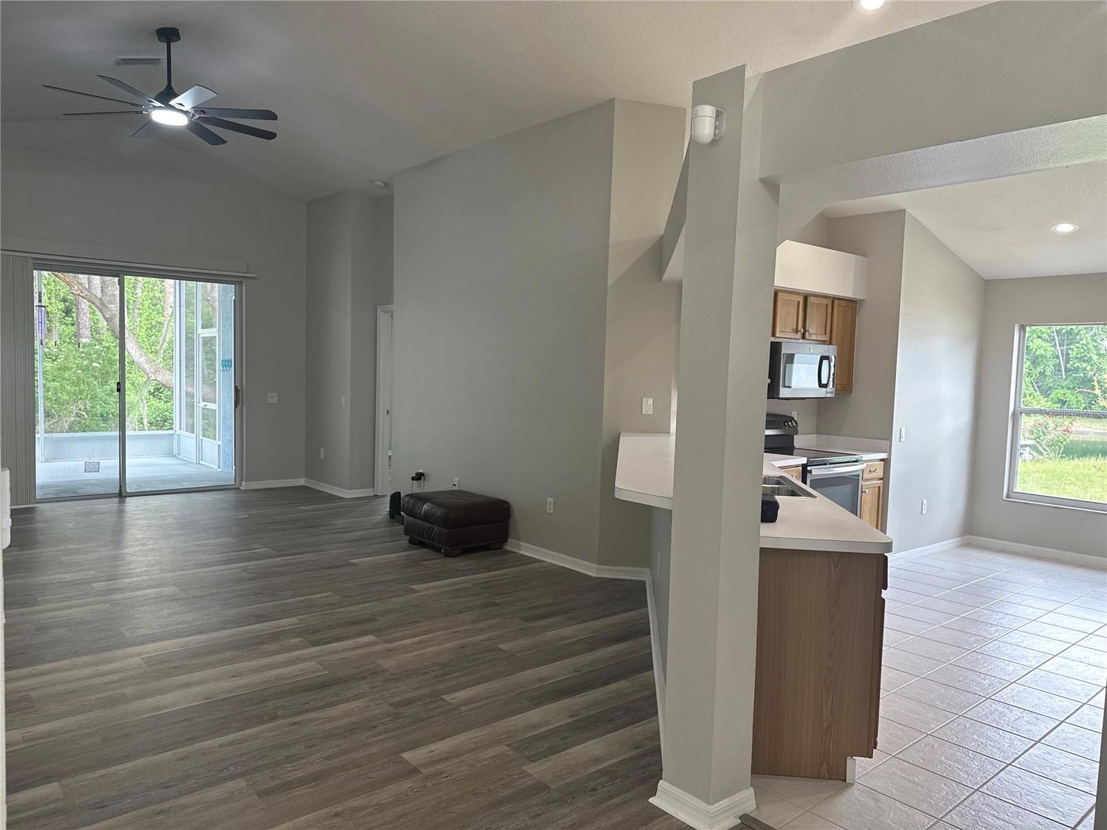 kitchen open to living room