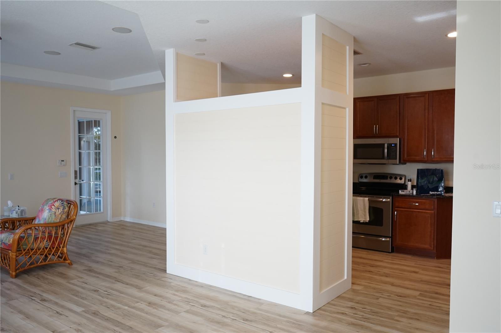 back of kitchen sink, separating living from kitchen