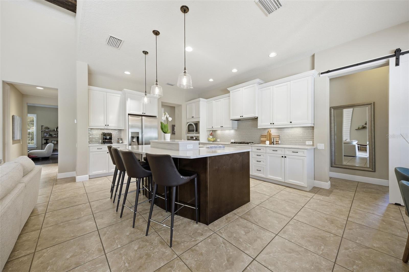 Large open plan kitchen and great room living area.