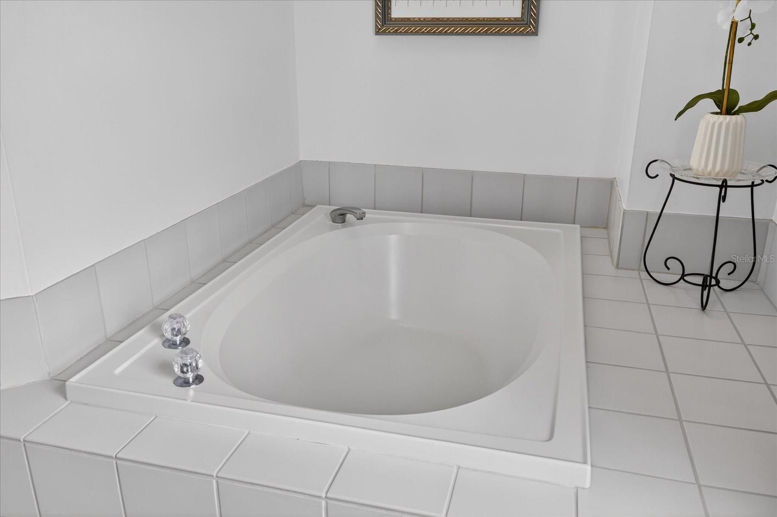Close up of primary ensuite garden tub