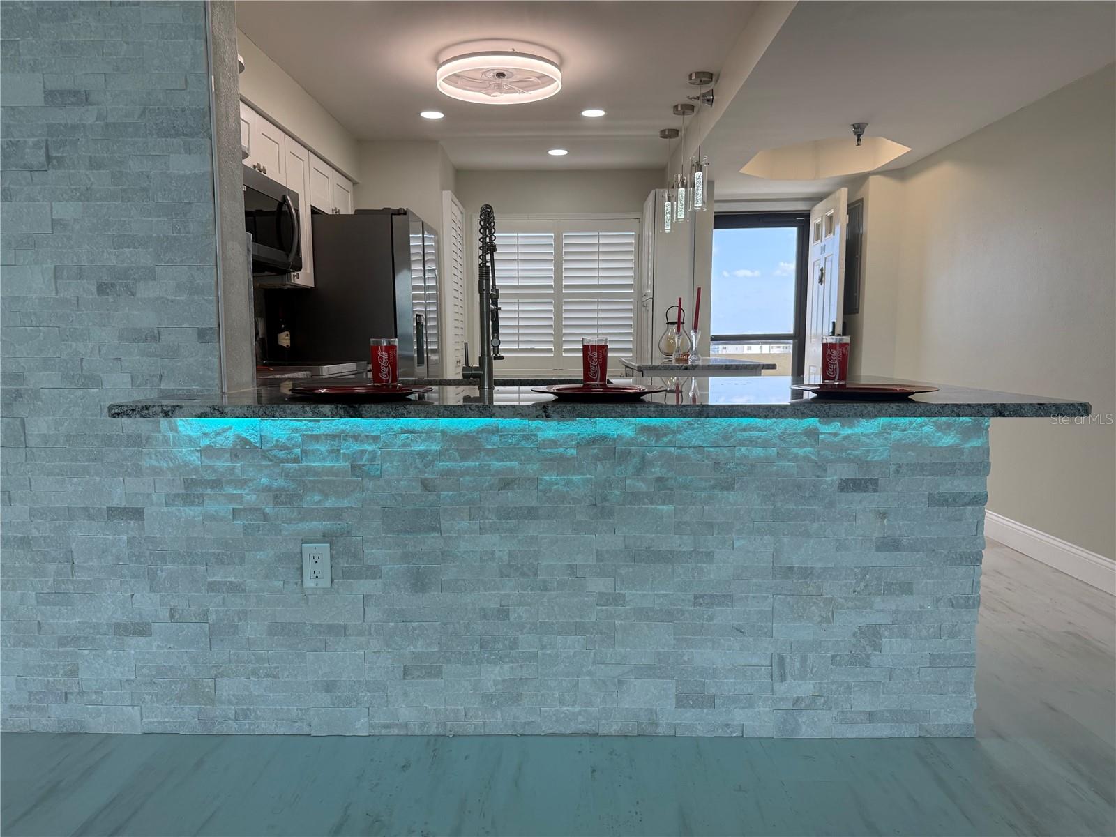 Breakfast Bar with Under-counter Accent Lighting