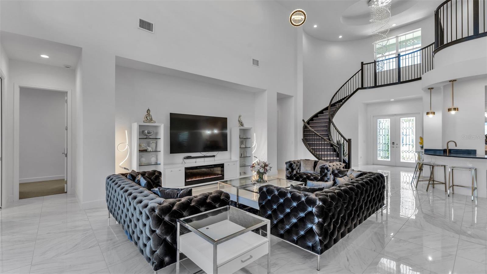 Living room and front door