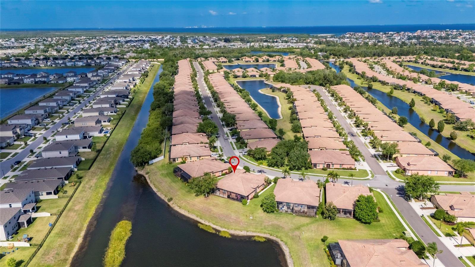 Aerial view of community and villa