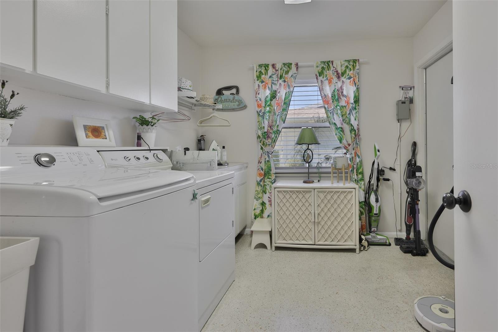 Spacious Interior Laundry & Utility Room, Overhead Cabinets & Storage Shelf, Laundry Sink