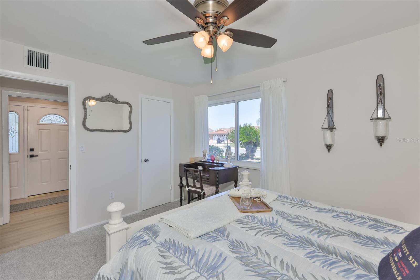 Front Guest Bedroom w/ Newer Plush Carpet Bright Color Scheme, Extra Closet Space