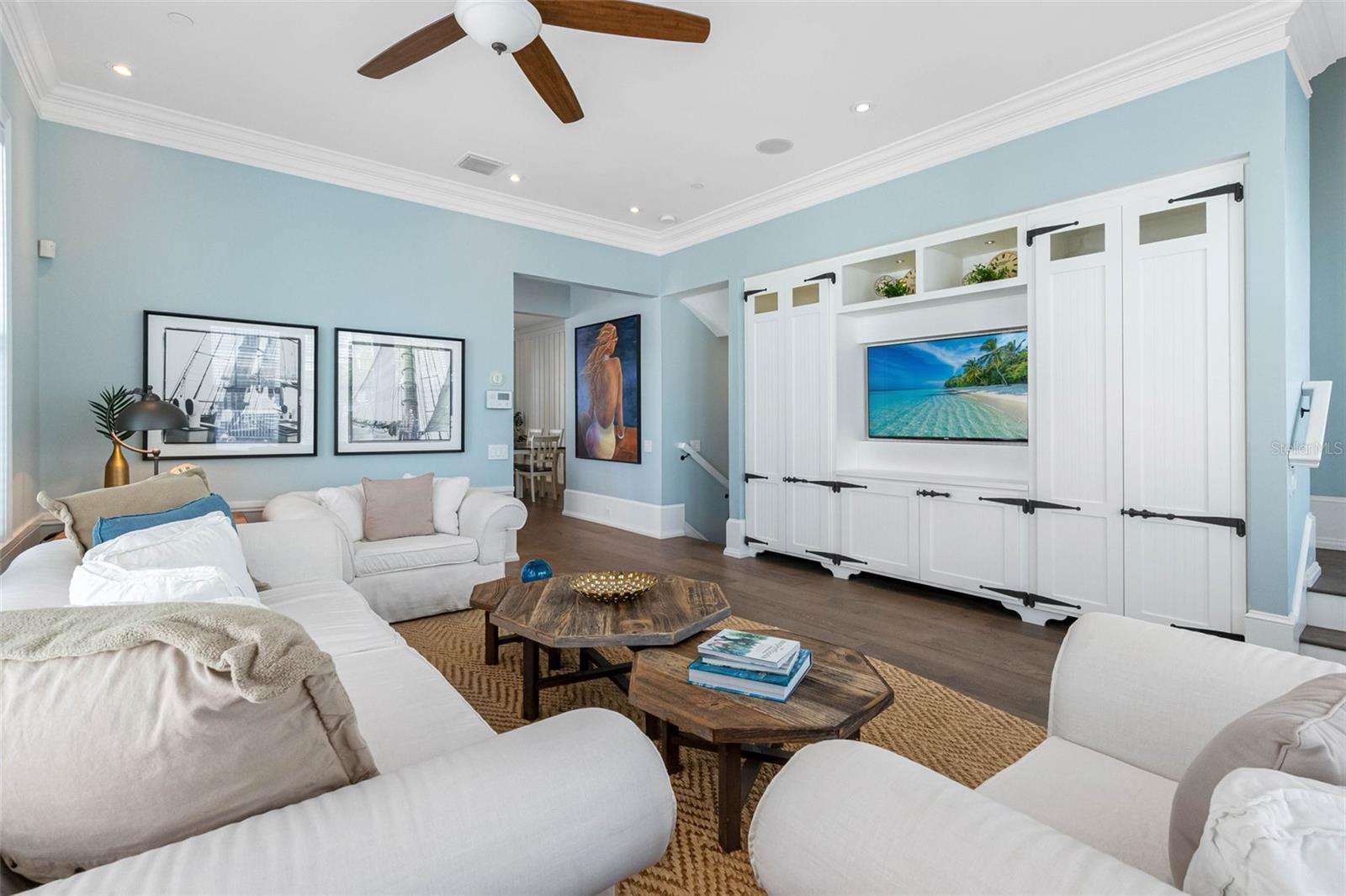 Beautiful built-in's with flat screen tv