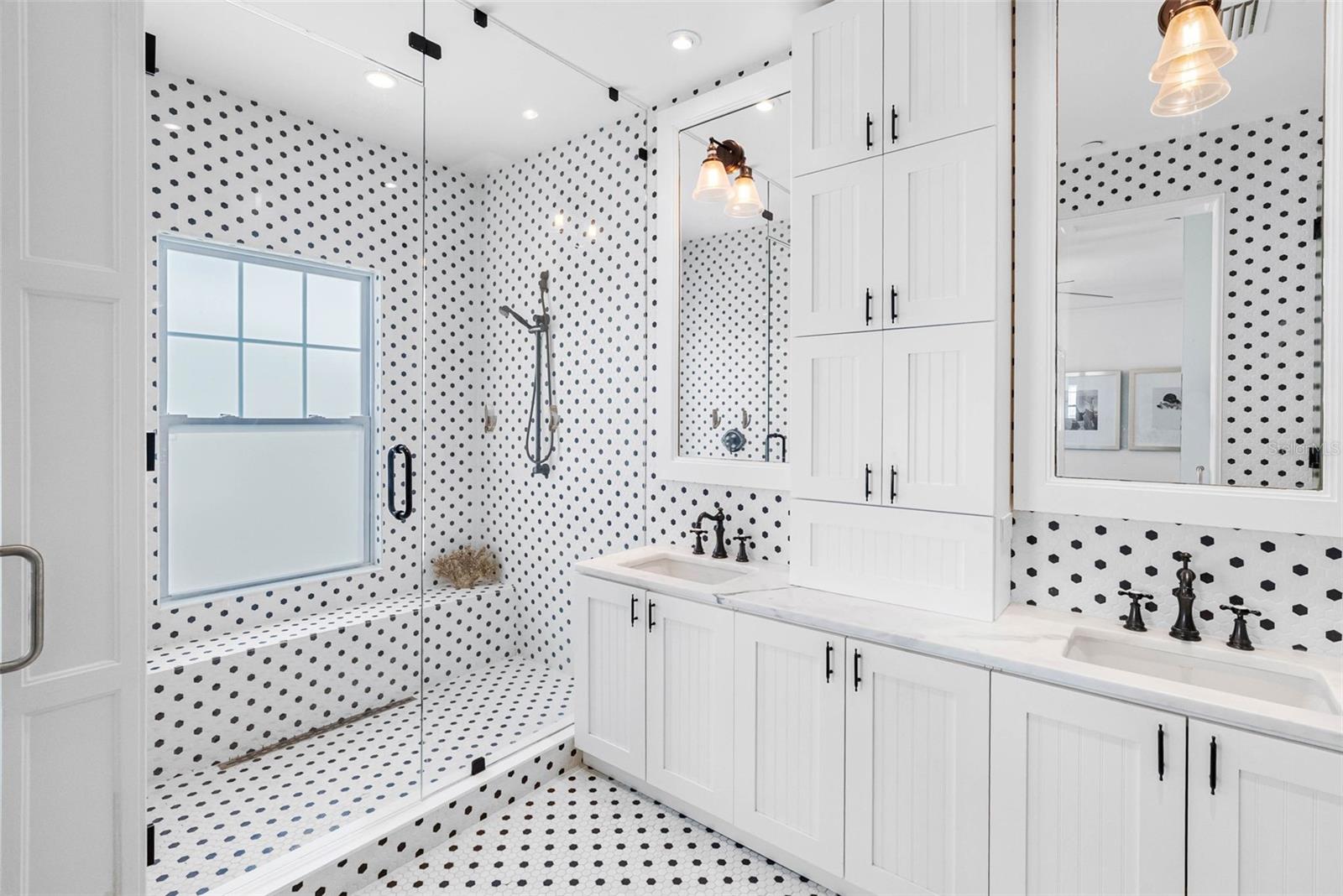 Dual Sink Vanity Gorgeous tiled bath