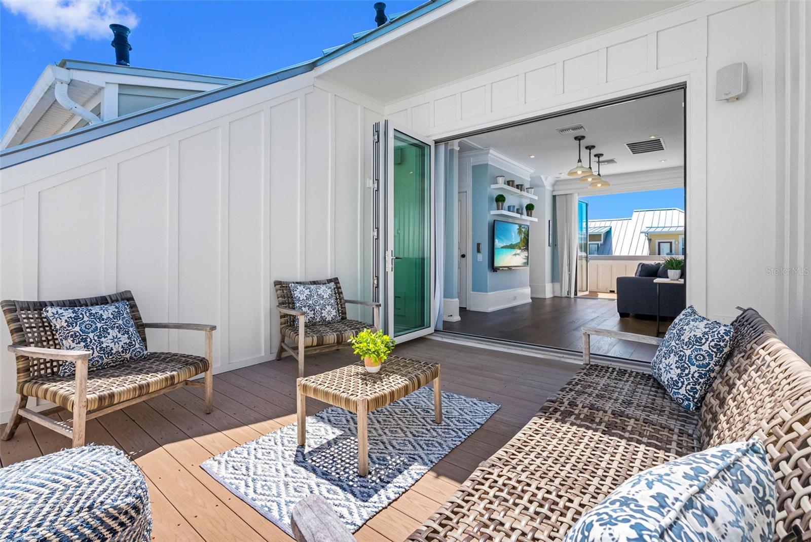 Terrace with Folding Impact Glass Doors