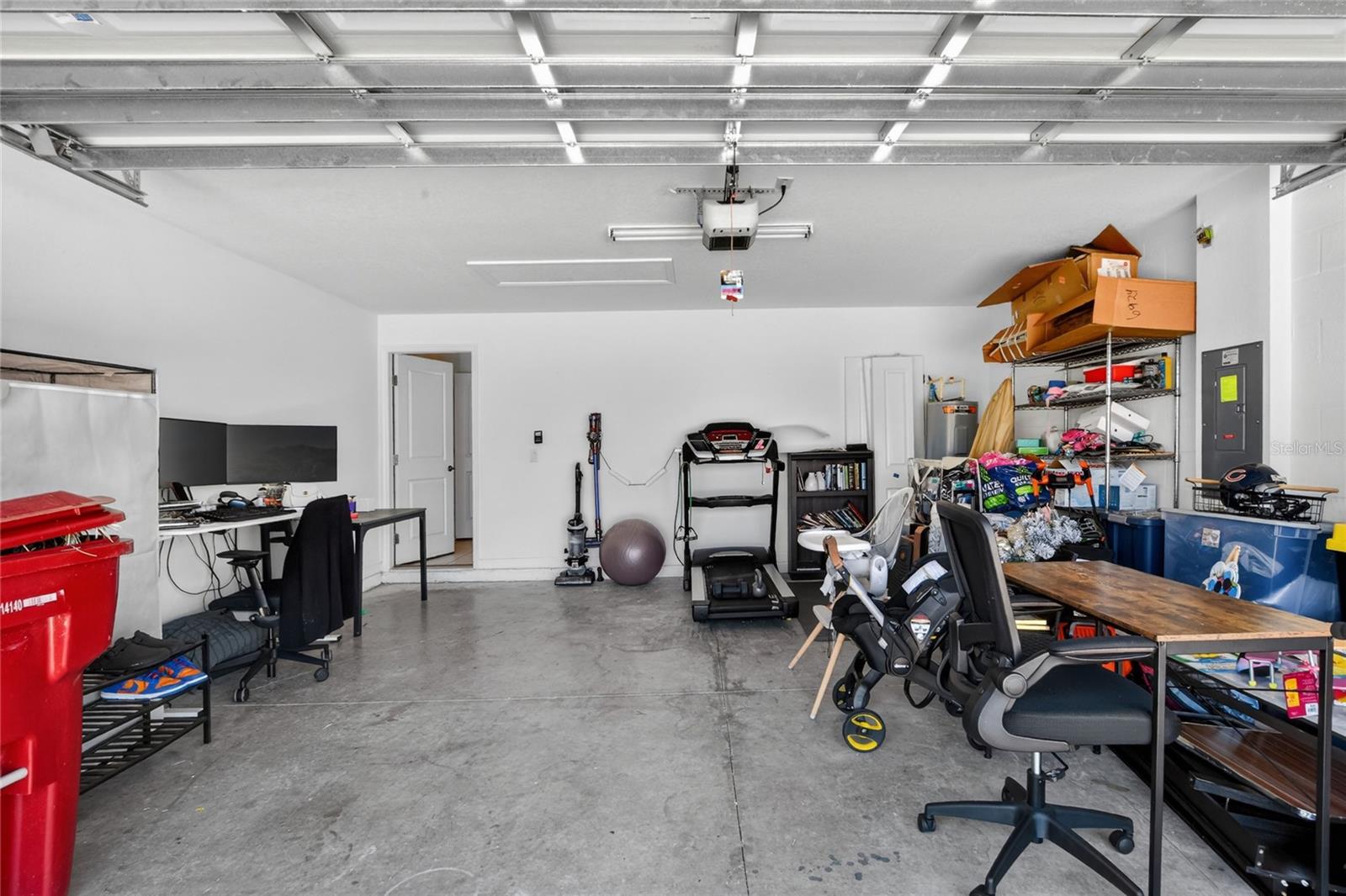 Garage can double as an office work space.