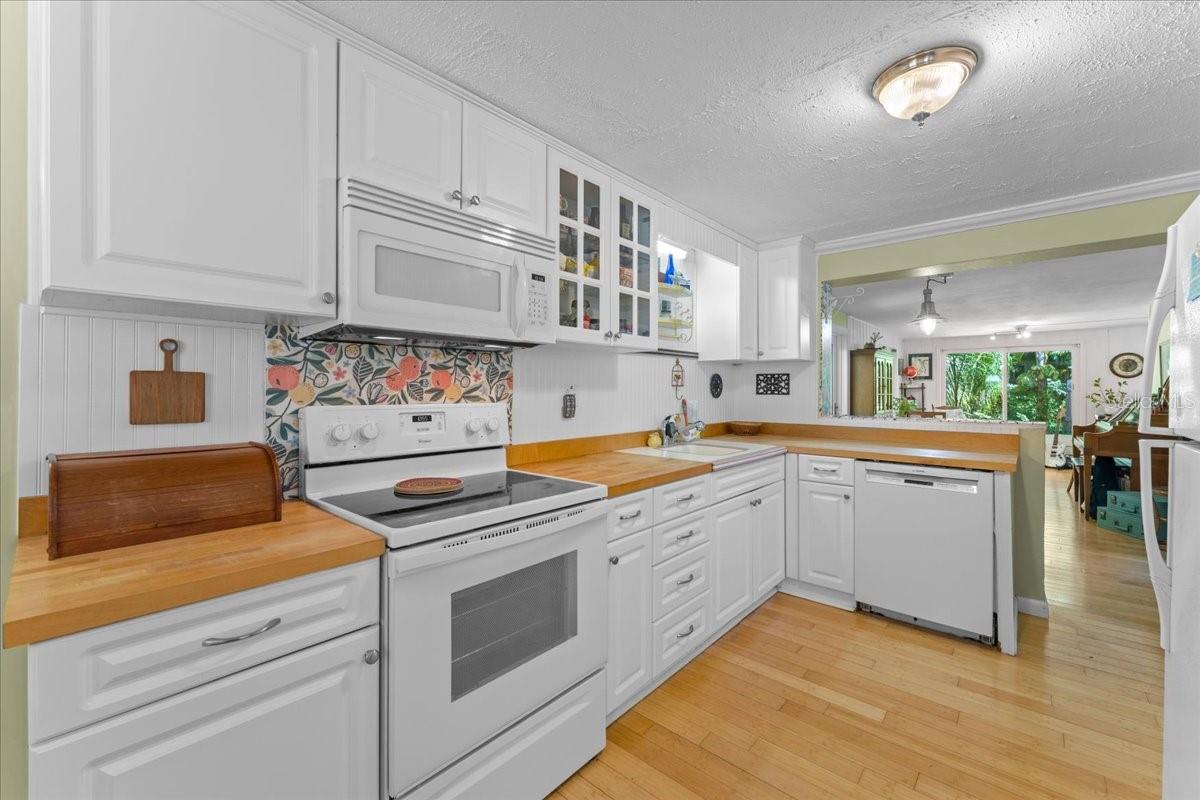 Kitchen with butcher block countertops