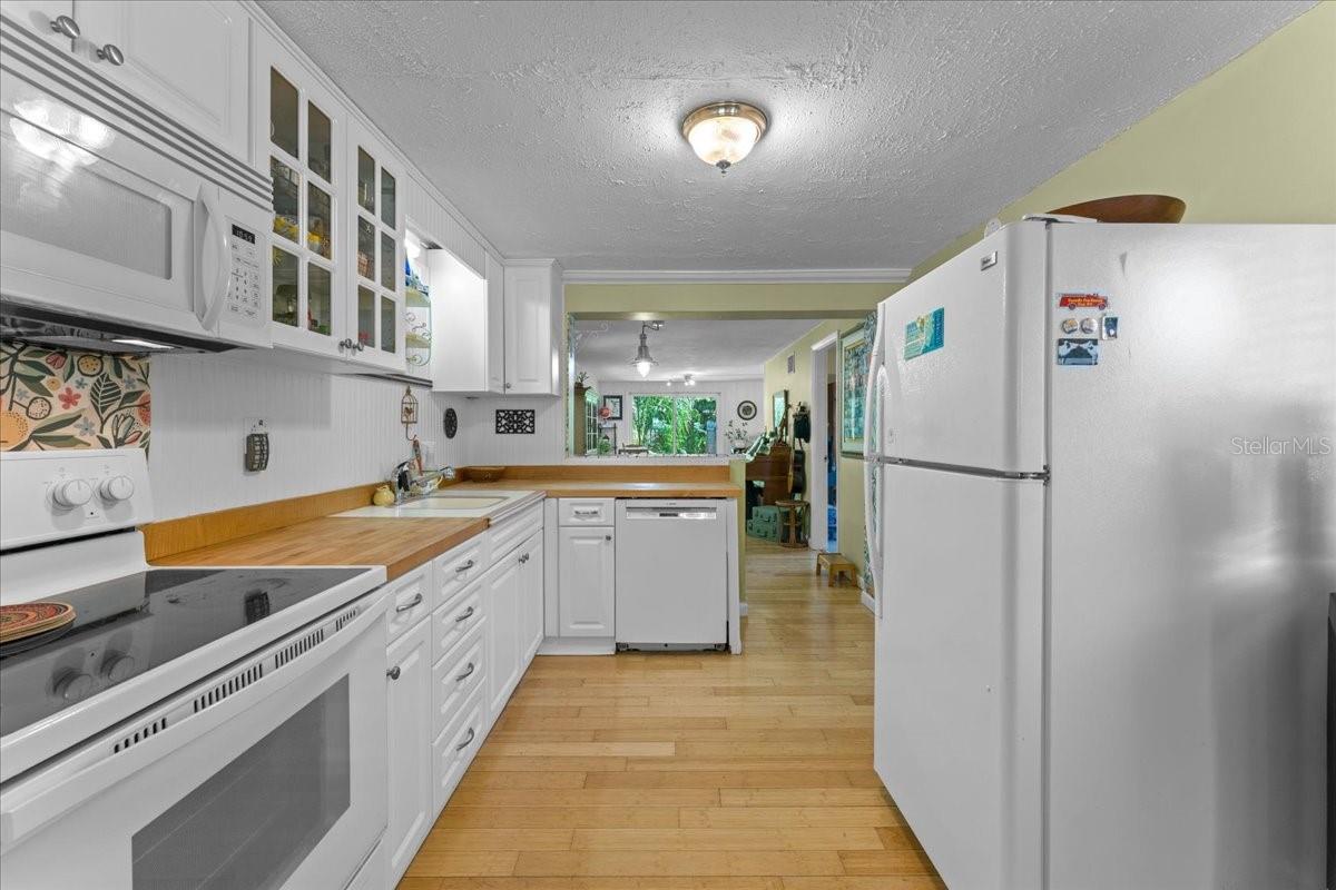 Kitchen with white appliances