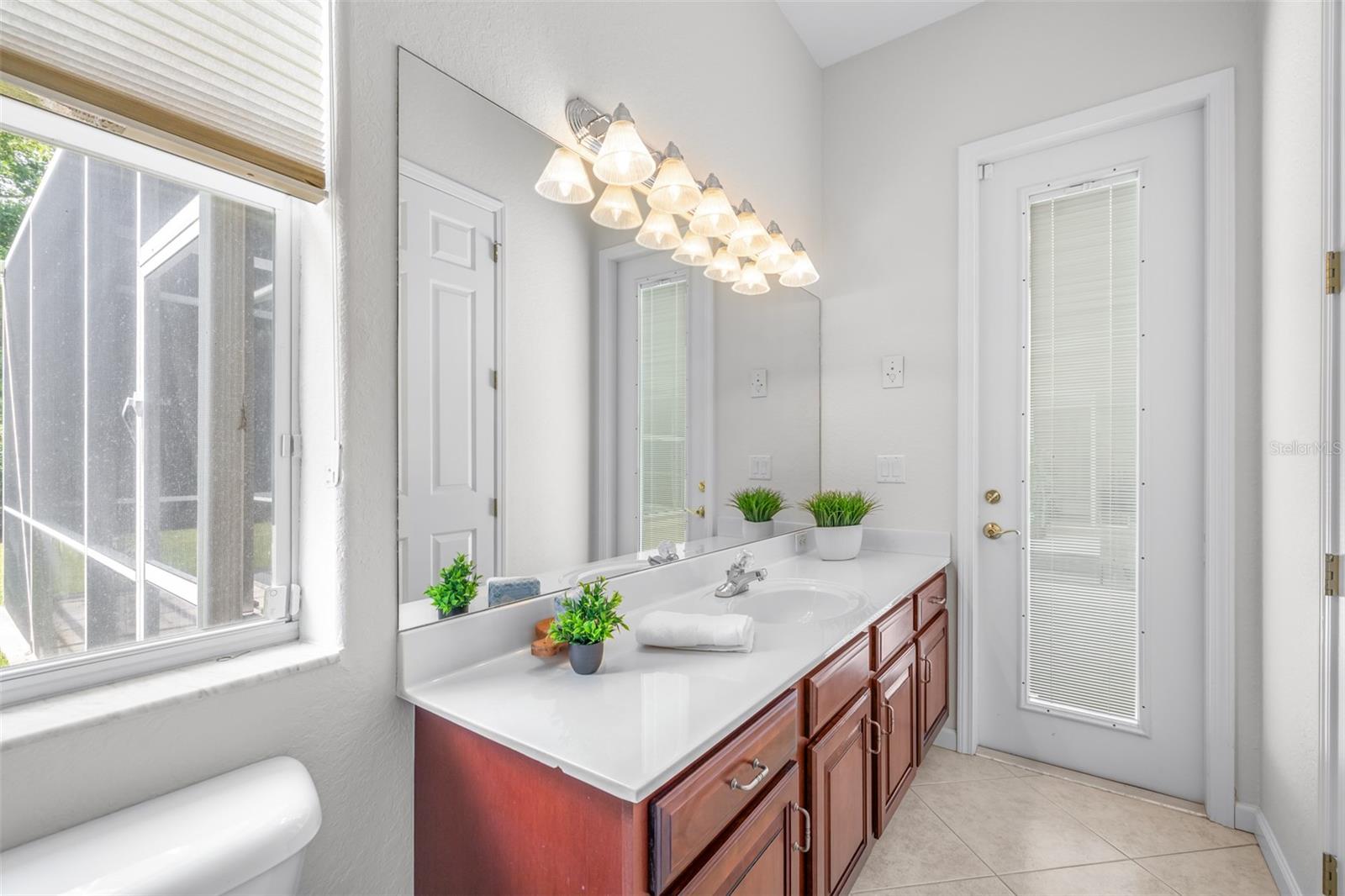 Functional guest bath also doubles as a pool bath