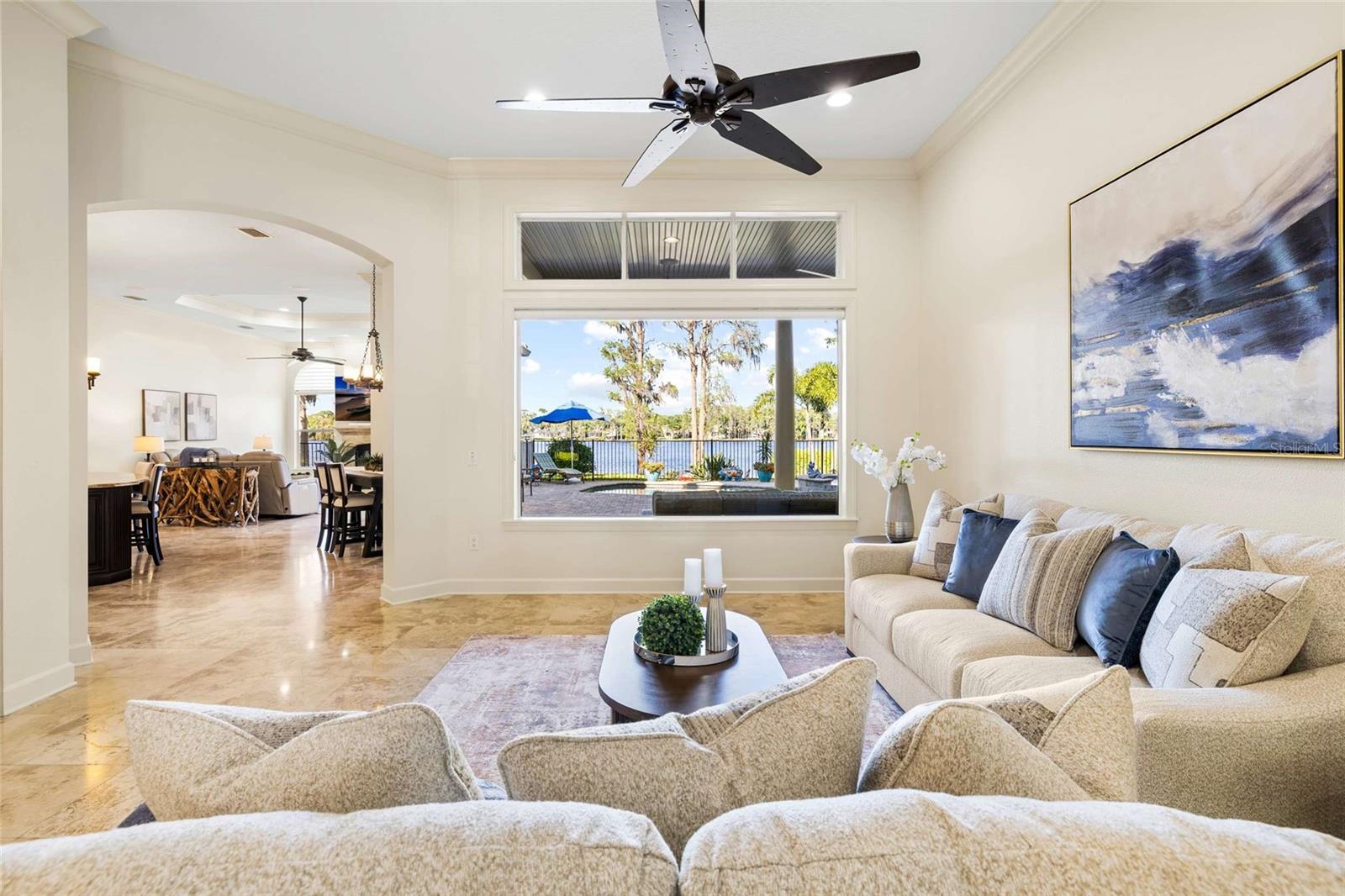 Formal Living Room with Large Bay Window With Views of Lake Pretty
