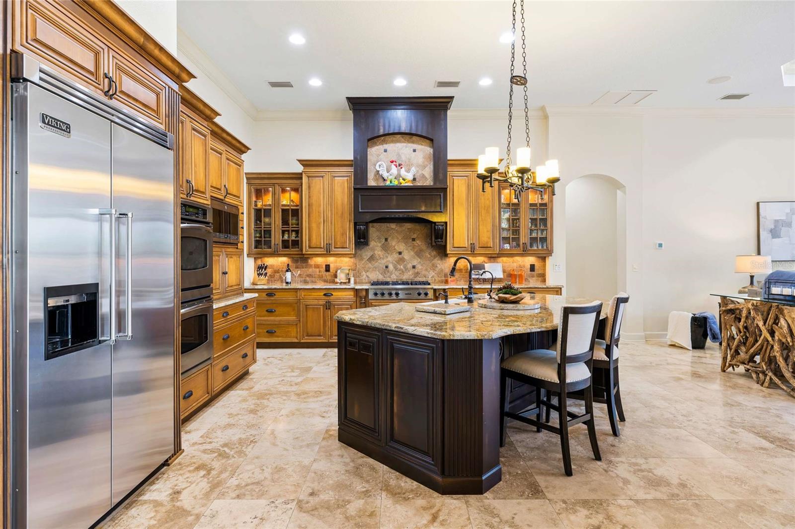 Gourmet Kitchen Featuring Viking Refrigerator