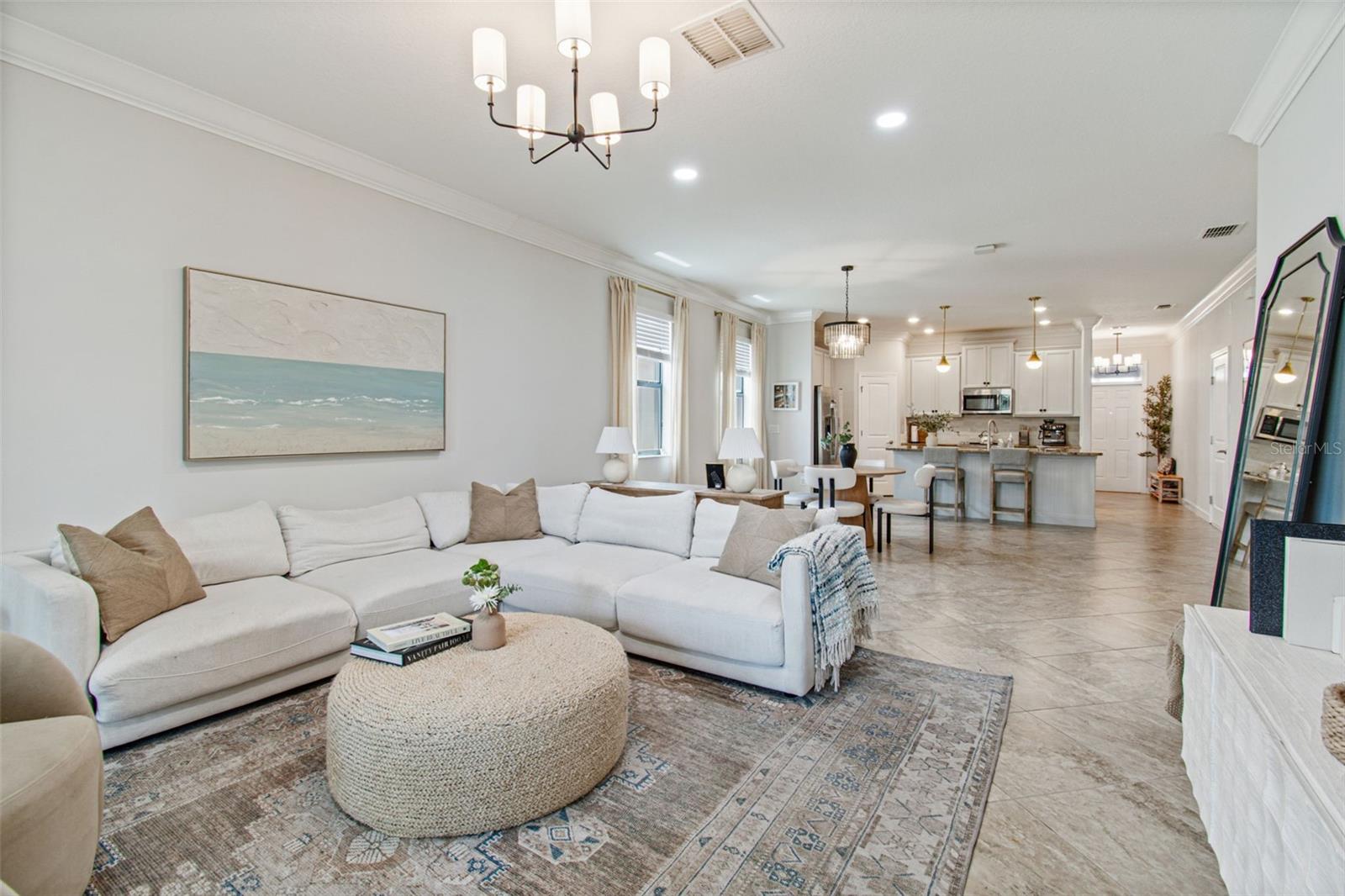 Expansive and modern open-concept living area