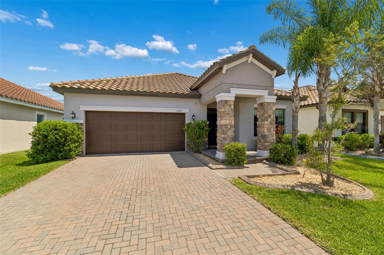 Grand stone-pillared entryway